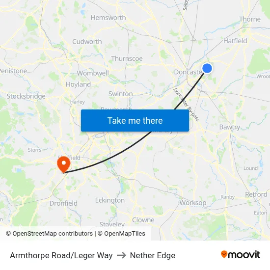 Armthorpe Road/Leger Way to Nether Edge map