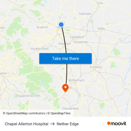 Chapel Allerton Hospital to Nether Edge map