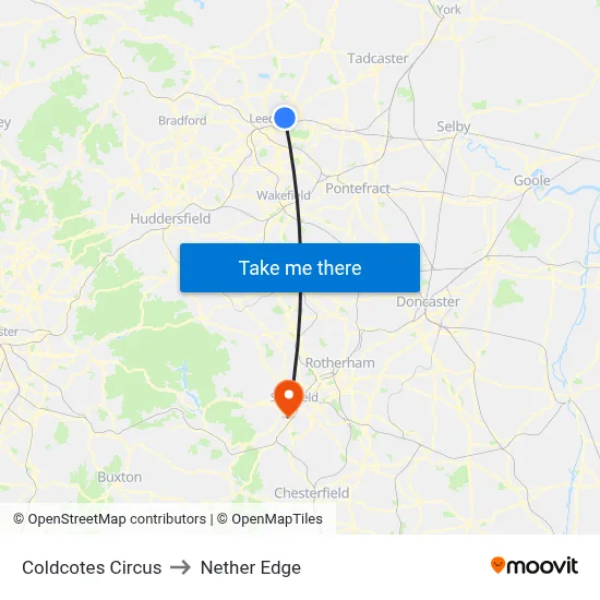 Coldcotes Circus to Nether Edge map