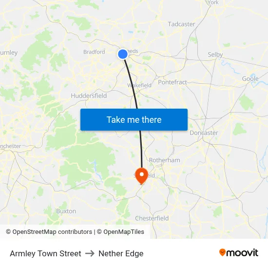 Armley Town Street to Nether Edge map