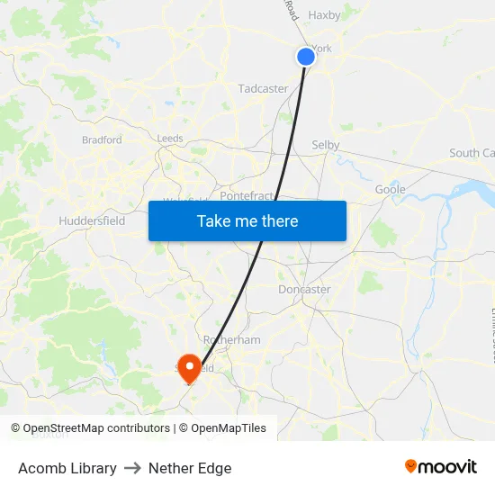 Acomb Library to Nether Edge map