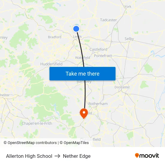 Allerton High School to Nether Edge map