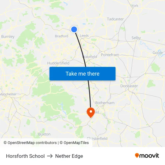 Horsforth School to Nether Edge map