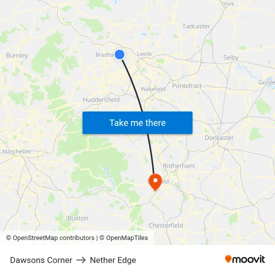Dawsons Corner to Nether Edge map