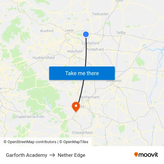 Garforth Academy to Nether Edge map