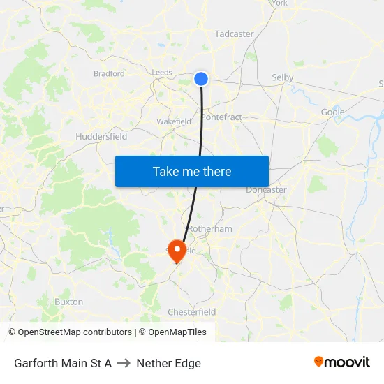 Garforth Main St A to Nether Edge map