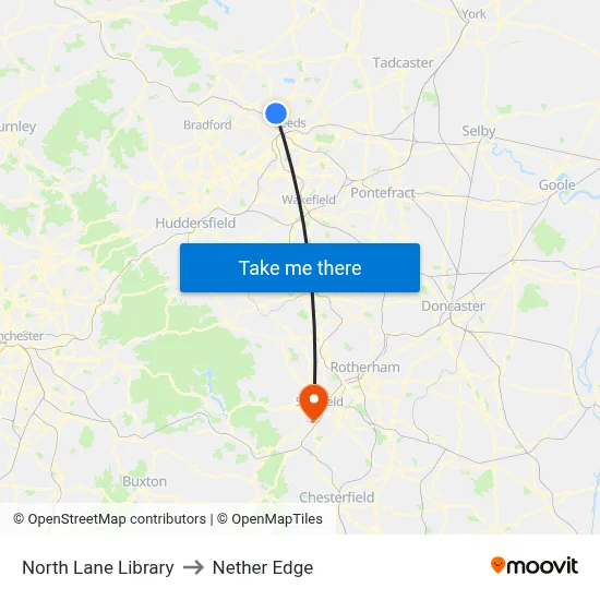 North Lane Library to Nether Edge map