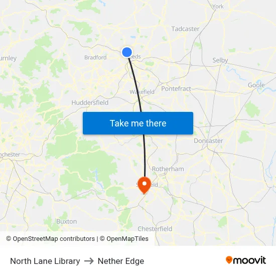 North Lane Library to Nether Edge map