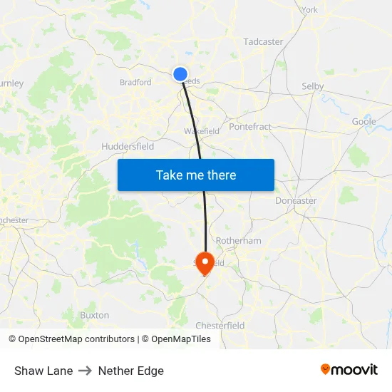 Shaw Lane to Nether Edge map