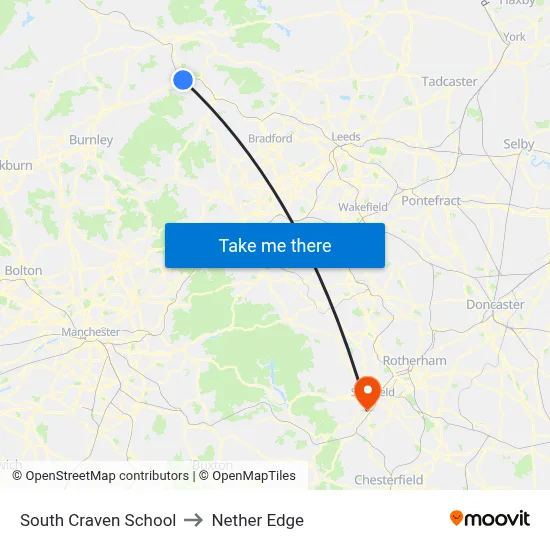 South Craven School to Nether Edge map