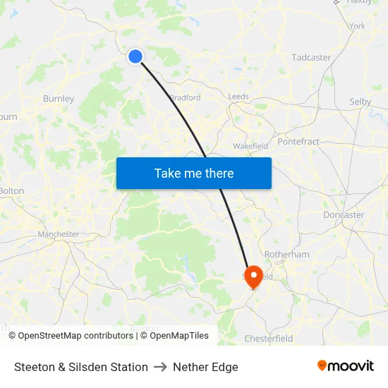 Steeton & Silsden Station to Nether Edge map