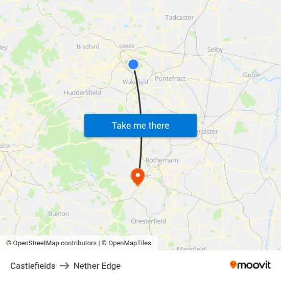 Castlefields to Nether Edge map