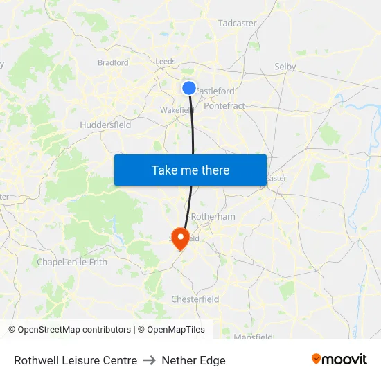 Rothwell Leisure Centre to Nether Edge map