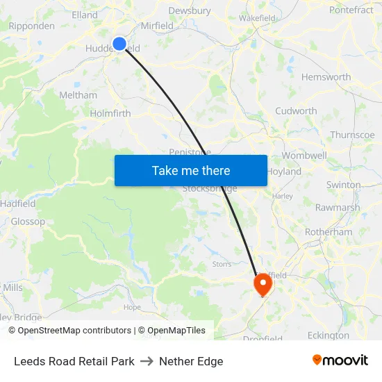 Leeds Road Retail Park to Nether Edge map