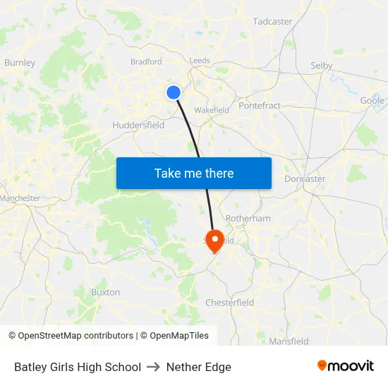 Batley Girls High School to Nether Edge map