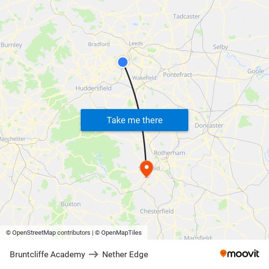 Bruntcliffe Academy to Nether Edge map