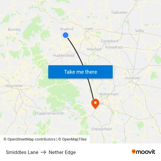 Smiddles Lane to Nether Edge map