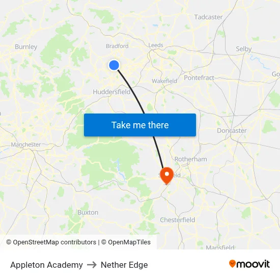 Appleton Academy to Nether Edge map