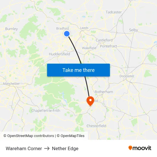 Wareham Corner to Nether Edge map