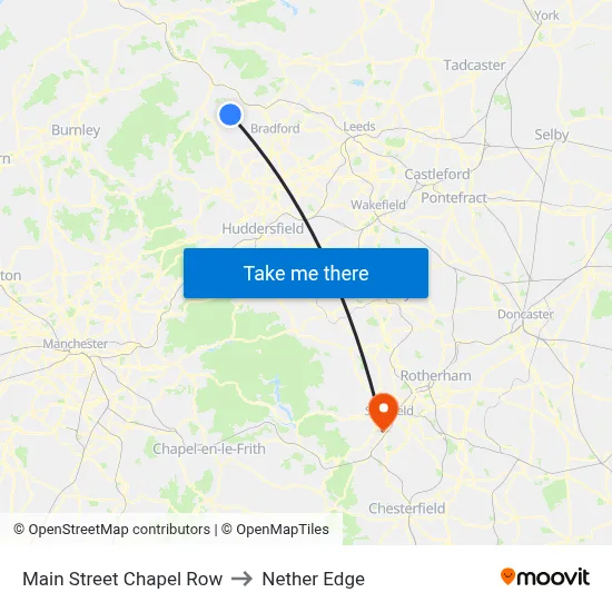 Main Street Chapel Row to Nether Edge map