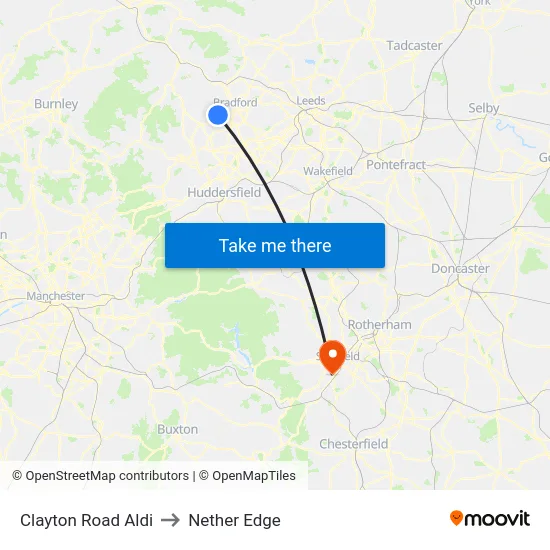 Clayton Road Aldi to Nether Edge map