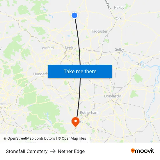Stonefall Cemetery to Nether Edge map