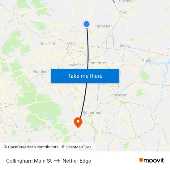 Collingham Main St to Nether Edge map