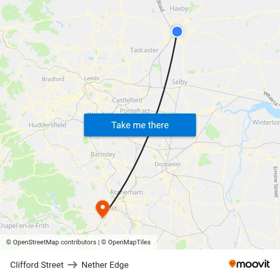 Clifford Street to Nether Edge map