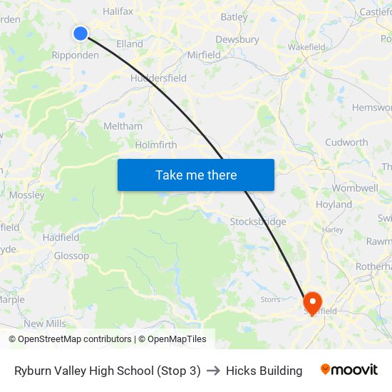 Ryburn Valley High School (Stop 3) to Hicks Building map