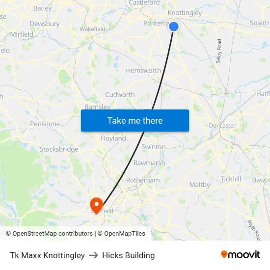Tk Maxx Knottingley to Hicks Building map