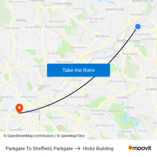 Parkgate To Sheffield, Parkgate to Hicks Building map