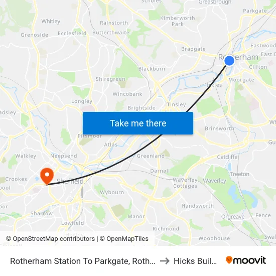 Rotherham Station To Parkgate, Rotherham to Hicks Building map