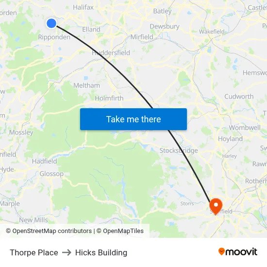 Thorpe Place to Hicks Building map