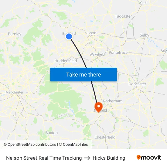 Nelson Street Real Time Tracking to Hicks Building map