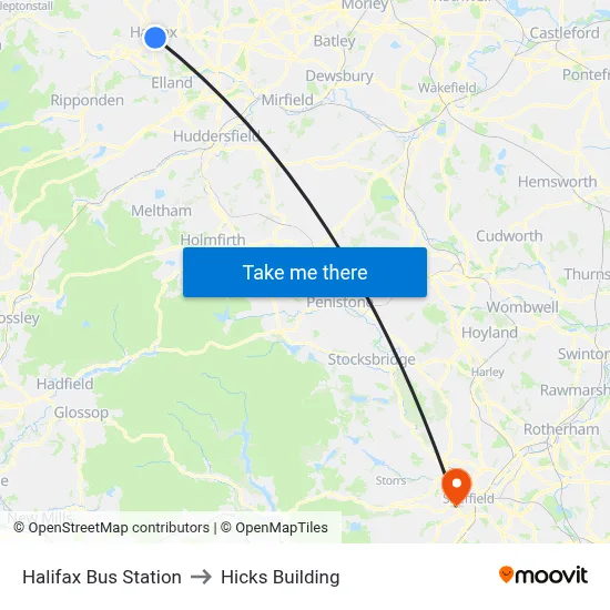 Halifax Bus Station to Hicks Building map