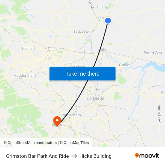 Grimston Bar Park And Ride to Hicks Building map