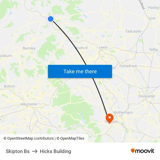 Skipton Bs to Hicks Building map