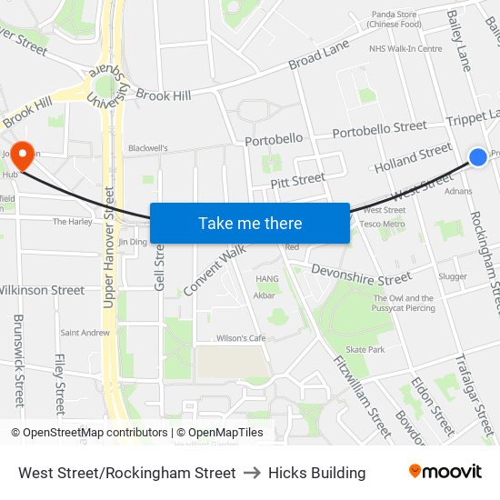 West Street/Rockingham Street to Hicks Building map