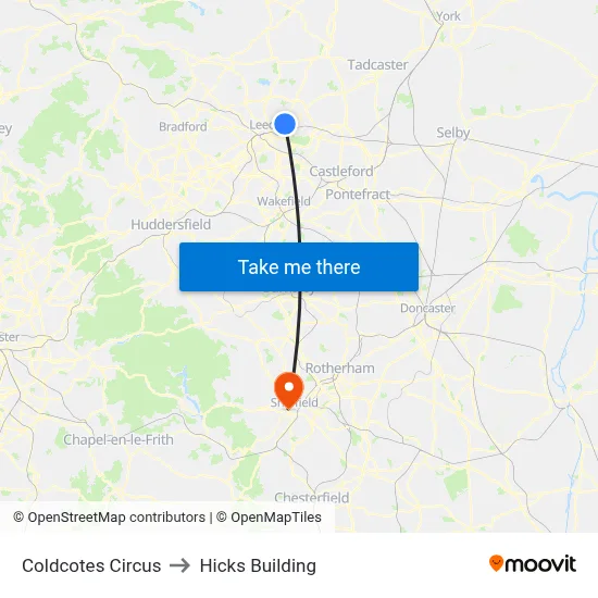 Coldcotes Circus to Hicks Building map