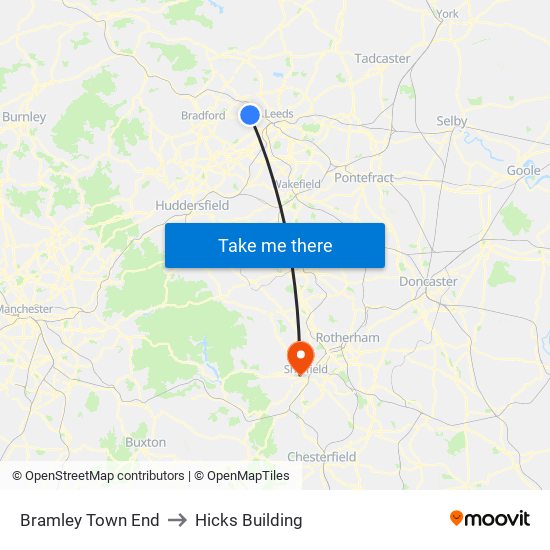 Bramley Town End to Hicks Building map