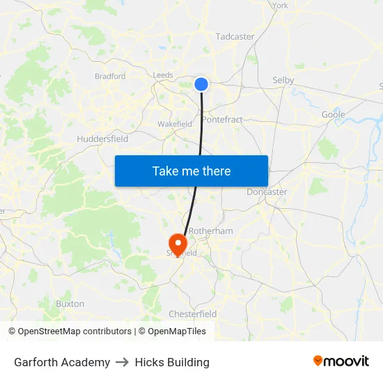 Garforth Academy to Hicks Building map