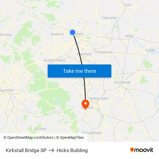 Kirkstall Bridge SP to Hicks Building map