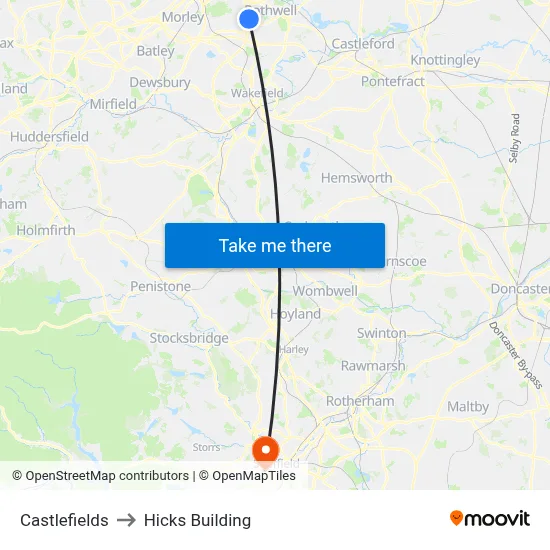 Castlefields to Hicks Building map