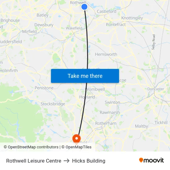 Rothwell Leisure Centre to Hicks Building map