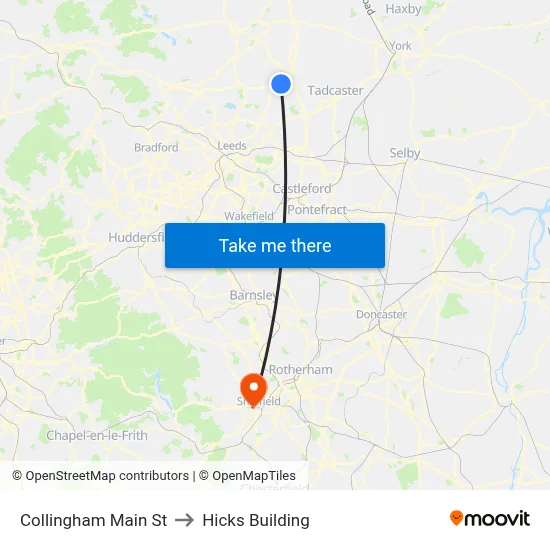 Collingham Main St to Hicks Building map