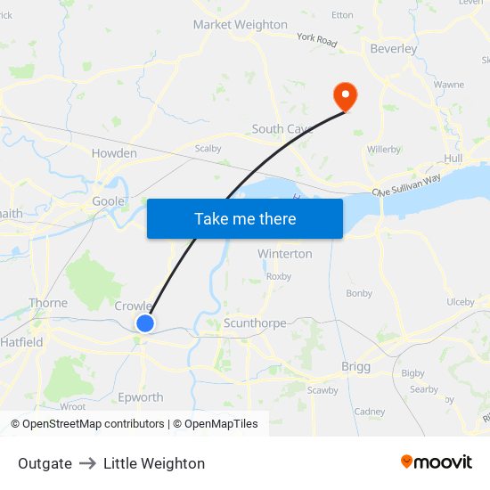 Outgate to Little Weighton map