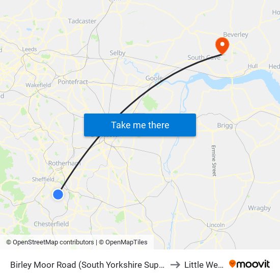 Birley Moor Road (South Yorkshire Supertram), Owlthorpe to Little Weighton map