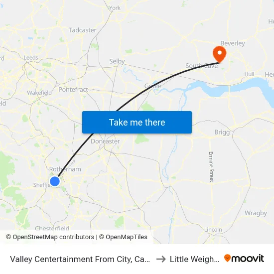 Valley Centertainment From City, Carbrook to Little Weighton map
