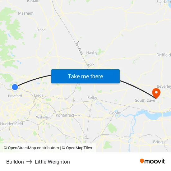 Baildon to Little Weighton map