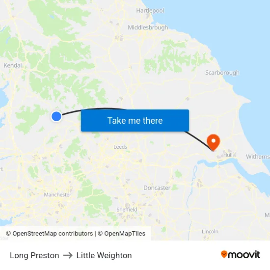 Long Preston to Little Weighton map